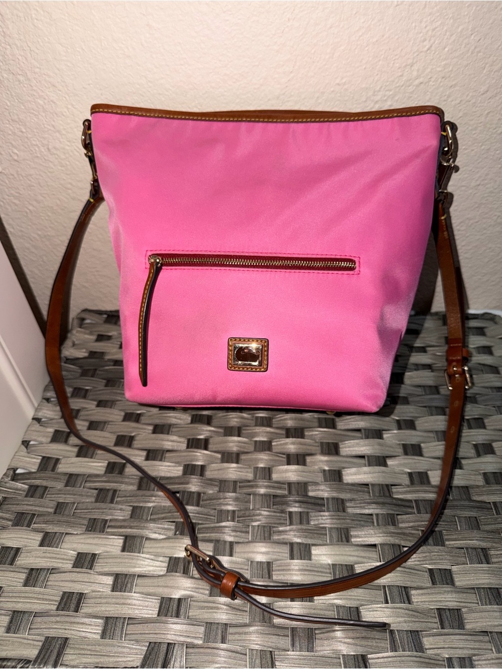 Dooney & Bourke Pink Nylon Crossbody Bucket Bag - Picture 16 of 16